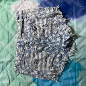 Mossimo Blue and White Star Printed Denim Shorts